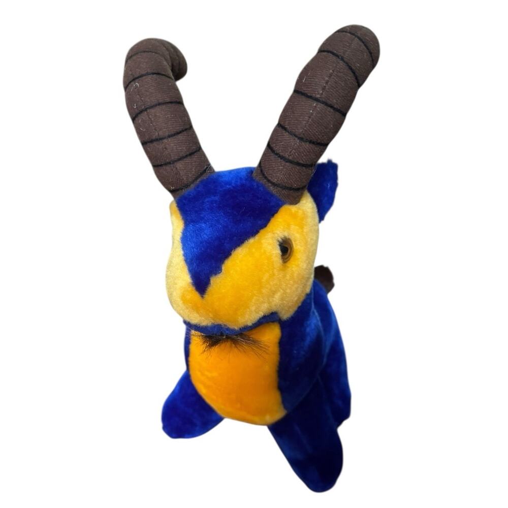 Vintage ACM Plush‎ Ram Rampage NFL Football Blue Gold Goat Horns Stuffed Animal